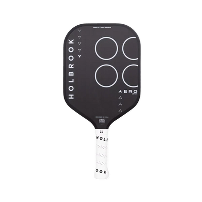 Black pickleball paddle with 'Holbrook' branding on a white background